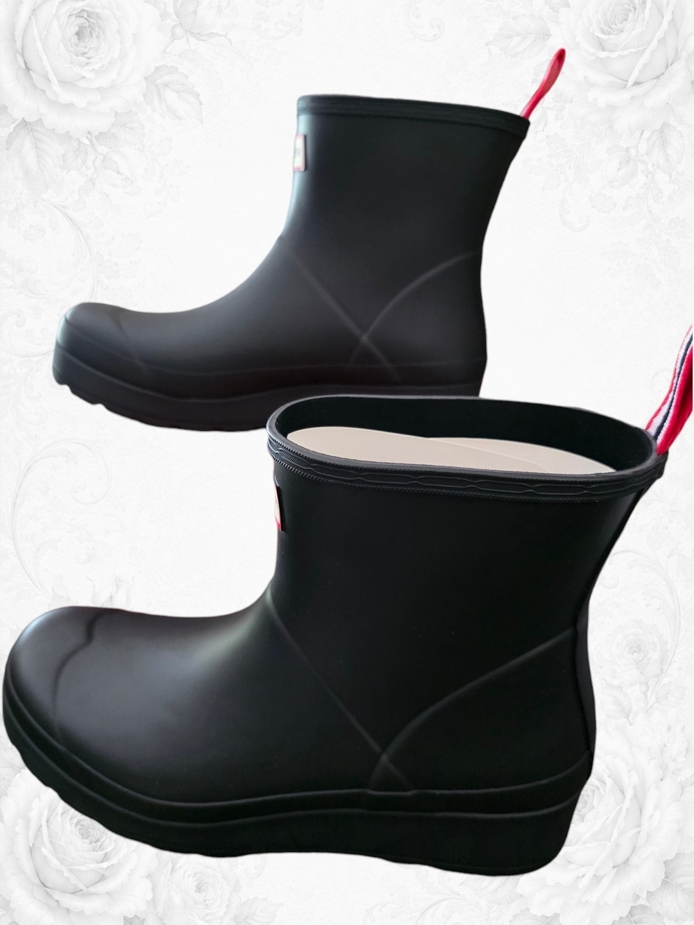 Hunter Play Short Rain Boots Matte Black Women's 10 NIB Waterproof